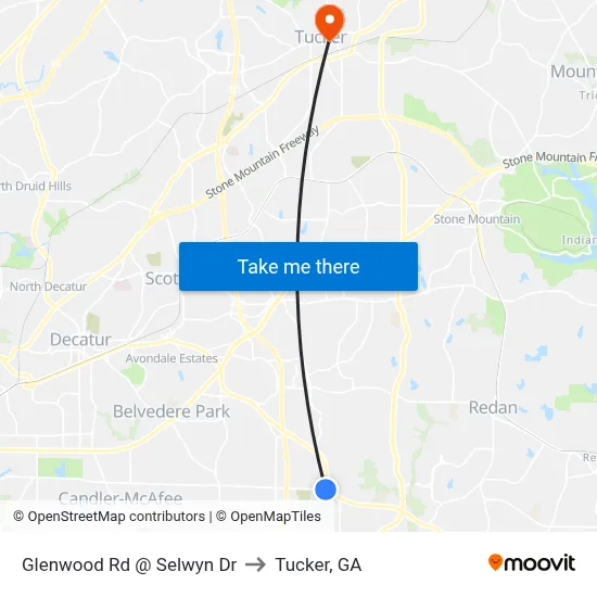 Glenwood Rd @ Selwyn Dr to Tucker, GA map