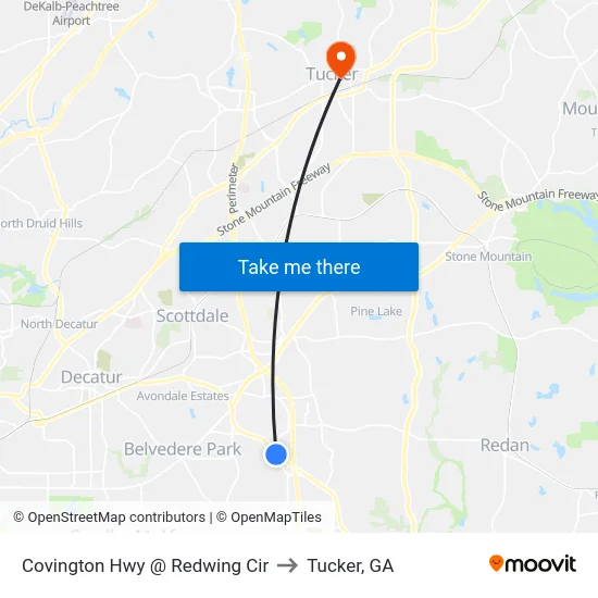 Covington Hwy @ Redwing Cir to Tucker, GA map