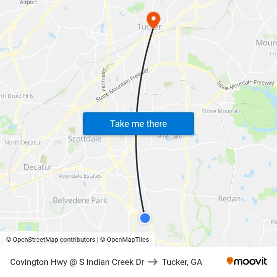 Covington Hwy @ S Indian Creek Dr to Tucker, GA map
