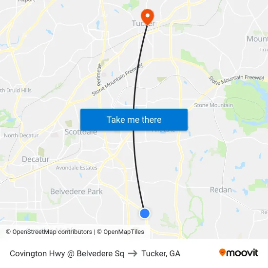 Covington Hwy @ Belvedere Sq to Tucker, GA map