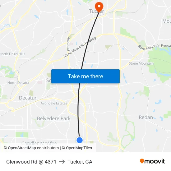 Glenwood Rd @ 4371 to Tucker, GA map
