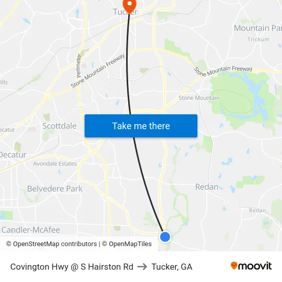 Covington Hwy @ S Hairston Rd to Tucker, GA map