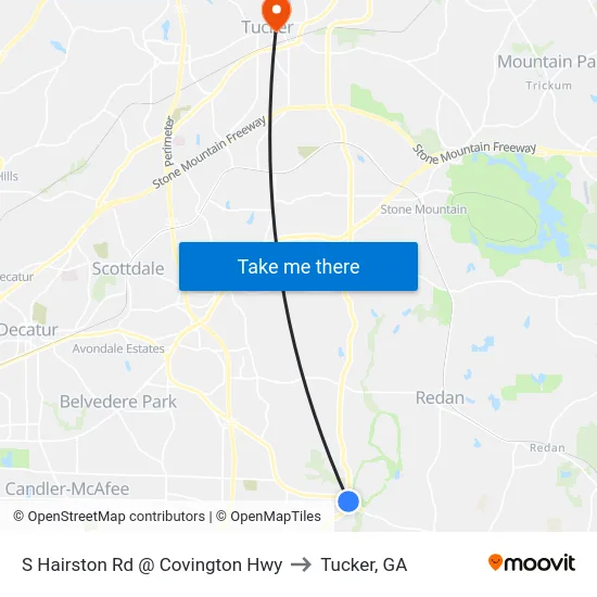 S Hairston Rd @ Covington Hwy to Tucker, GA map
