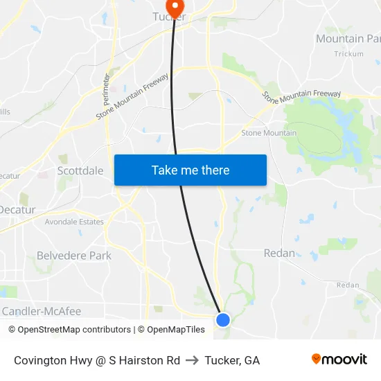 Covington Hwy @ S Hairston Rd to Tucker, GA map