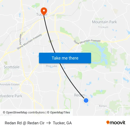Redan Rd @ Redan Cir to Tucker, GA map