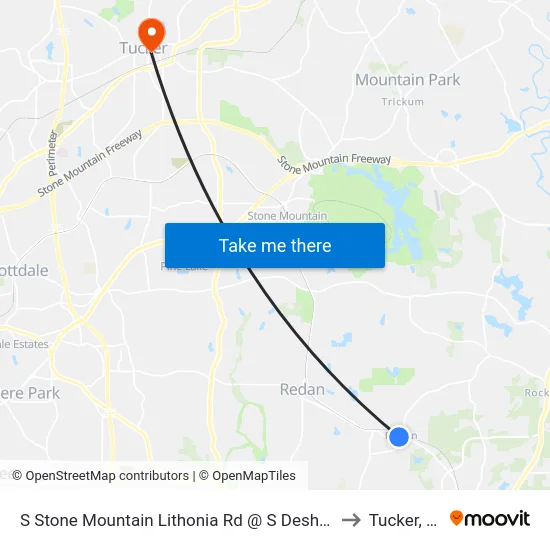 S Stone Mountain Lithonia Rd @ S Deshon Rd to Tucker, GA map