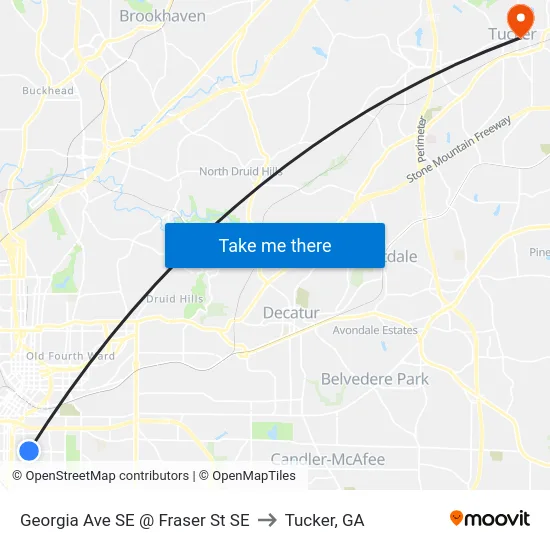 Georgia Ave SE @ Fraser St SE to Tucker, GA map