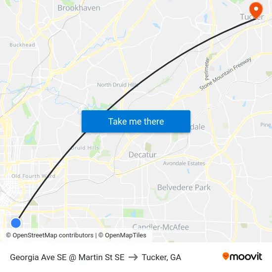 Georgia Ave SE @ Martin St SE to Tucker, GA map
