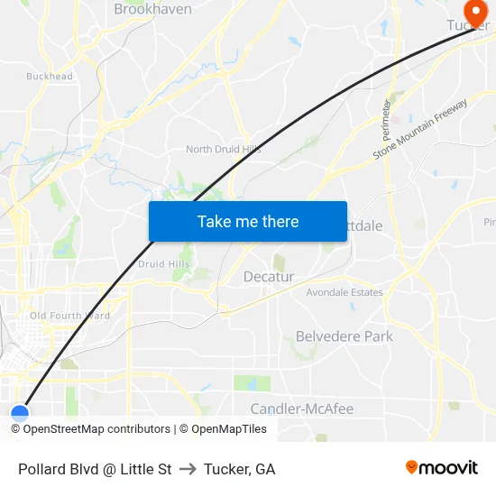 Pollard Blvd @ Little St to Tucker, GA map