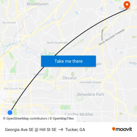 Georgia Ave SE @ Hill St SE to Tucker, GA map