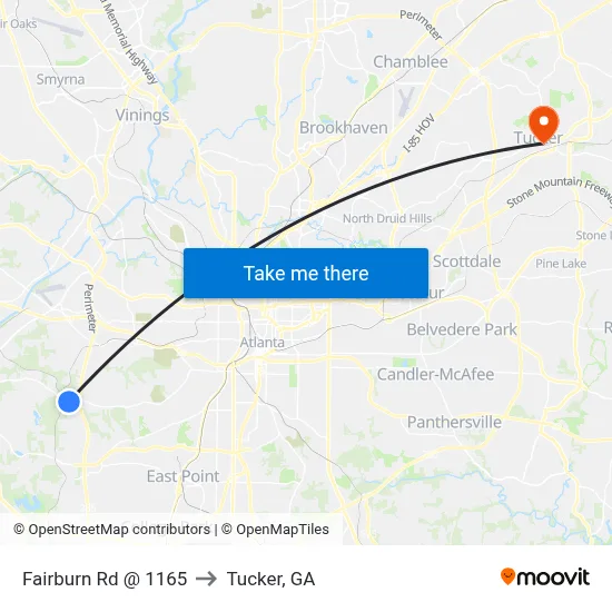 Fairburn Rd @ 1165 to Tucker, GA map