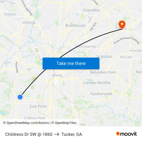 Childress Dr SW @ 1860 to Tucker, GA map