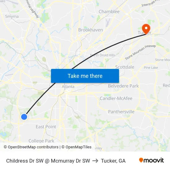Childress Dr SW @ Mcmurray Dr SW to Tucker, GA map