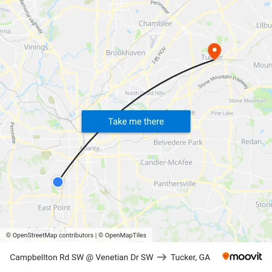 Campbellton Rd SW @ Venetian Dr SW to Tucker, GA map