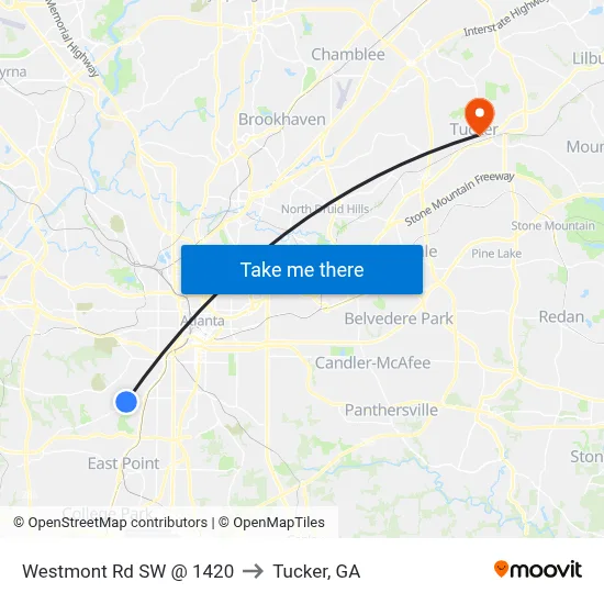 Westmont Rd SW @ 1420 to Tucker, GA map