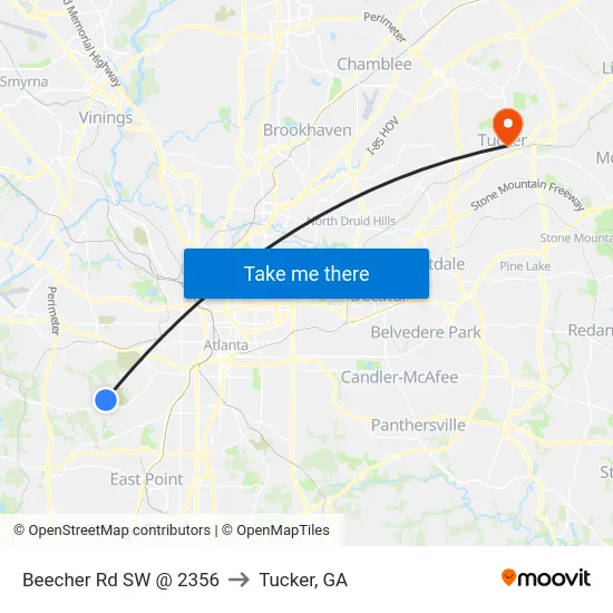 Beecher Rd SW @ 2356 to Tucker, GA map
