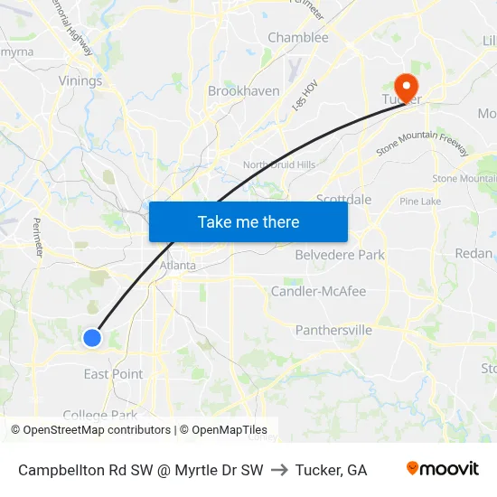 Campbellton Rd SW @ Myrtle Dr SW to Tucker, GA map
