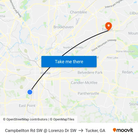 Campbellton Rd SW @ Lorenzo Dr SW to Tucker, GA map