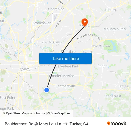 Bouldercrest Rd @ Mary Lou Ln to Tucker, GA map