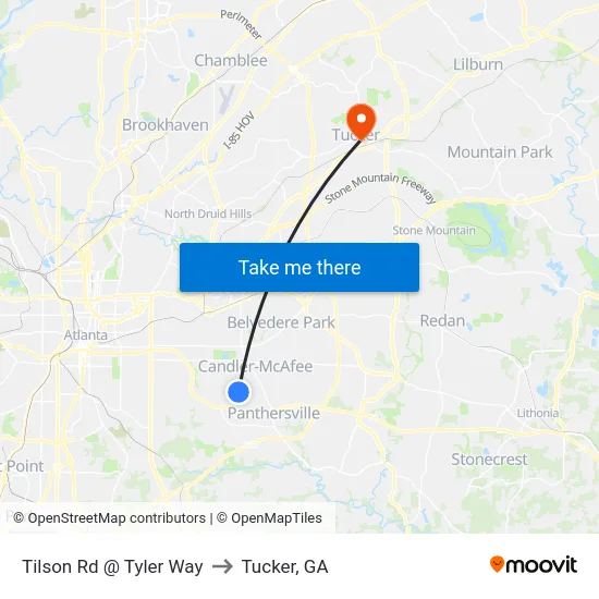 Tilson Rd @ Tyler Way to Tucker, GA map