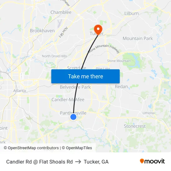 Candler Rd @ Flat Shoals Rd to Tucker, GA map
