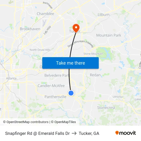 Snapfinger Rd @ Emerald Falls Dr to Tucker, GA map