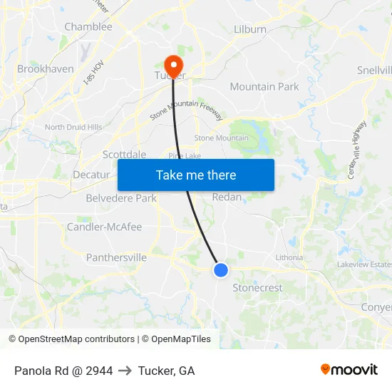 Panola Rd @ 2944 to Tucker, GA map