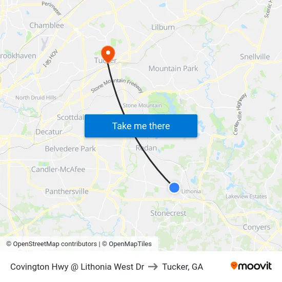 Covington Hwy @ Lithonia West Dr to Tucker, GA map