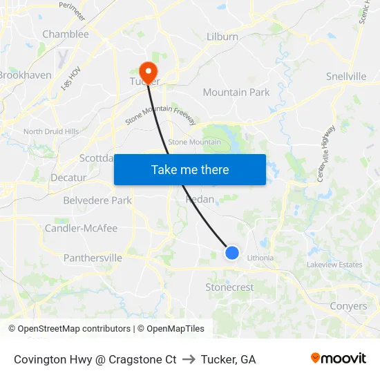 Covington Hwy @ Cragstone Ct to Tucker, GA map