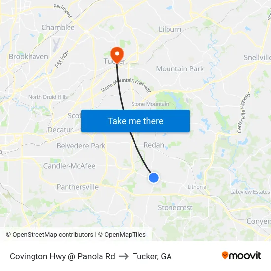 Covington Hwy @ Panola Rd to Tucker, GA map