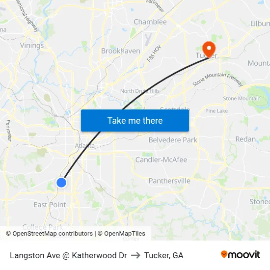 Langston Ave @ Katherwood Dr to Tucker, GA map