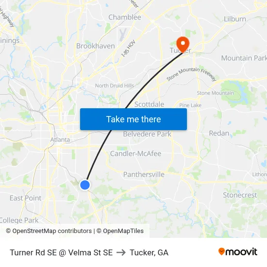 Turner Rd SE @ Velma St SE to Tucker, GA map