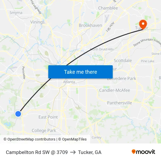 Campbellton Rd SW @ 3709 to Tucker, GA map