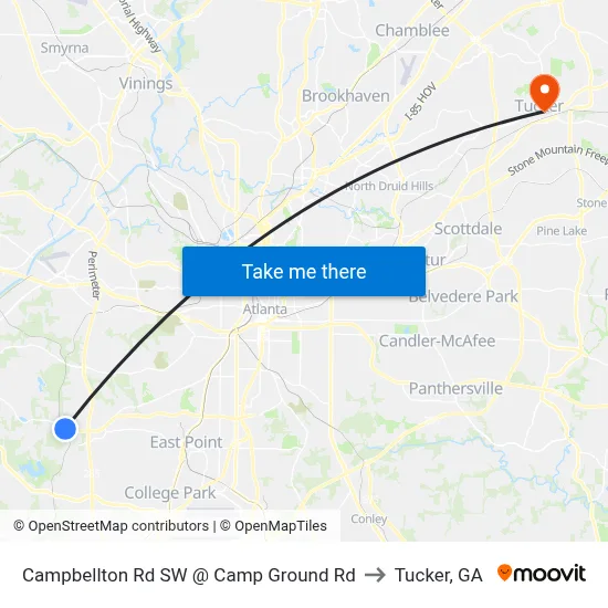 Campbellton Rd SW @ Camp Ground Rd to Tucker, GA map