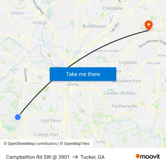 Campbellton Rd SW @ 3901 to Tucker, GA map