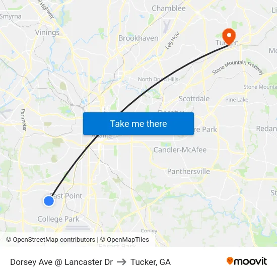 Dorsey Ave @ Lancaster Dr to Tucker, GA map