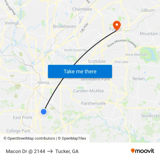 Macon Dr @ 2144 to Tucker, GA map