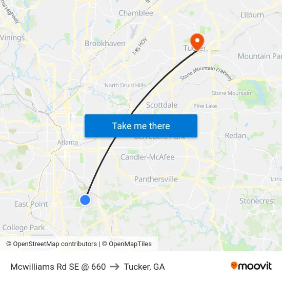 Mcwilliams Rd SE @ 660 to Tucker, GA map