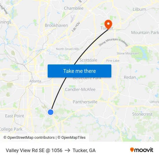 Valley View Rd SE @ 1056 to Tucker, GA map