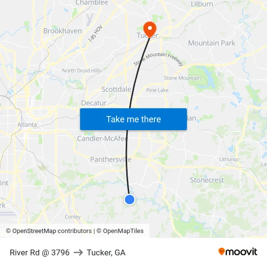 River Rd @ 3796 to Tucker, GA map