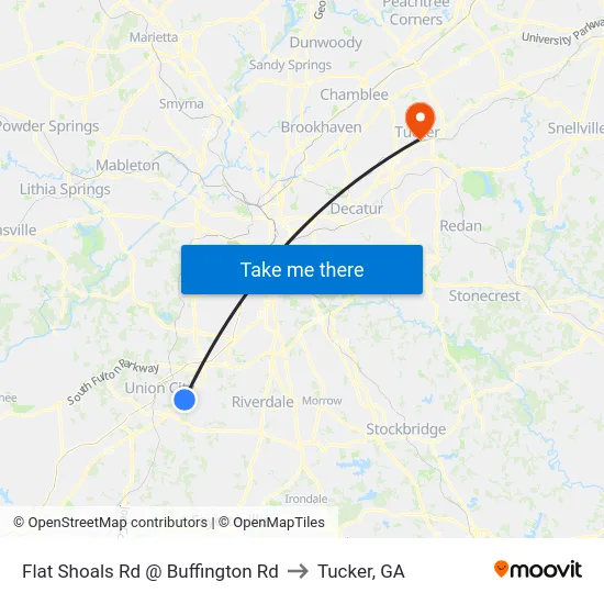 Flat Shoals Rd @ Buffington Rd to Tucker, GA map