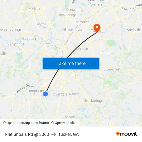 Flat Shoals Rd @ 3060 to Tucker, GA map