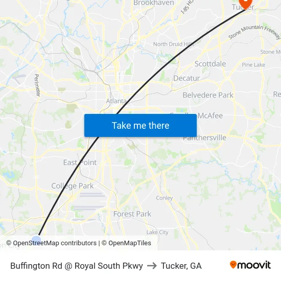 Buffington Rd @ Royal South Pkwy to Tucker, GA map