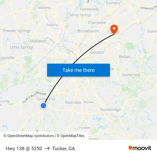 Hwy 138 @ 5250 to Tucker, GA map
