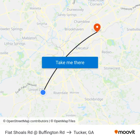 Flat Shoals Rd @ Buffington Rd to Tucker, GA map