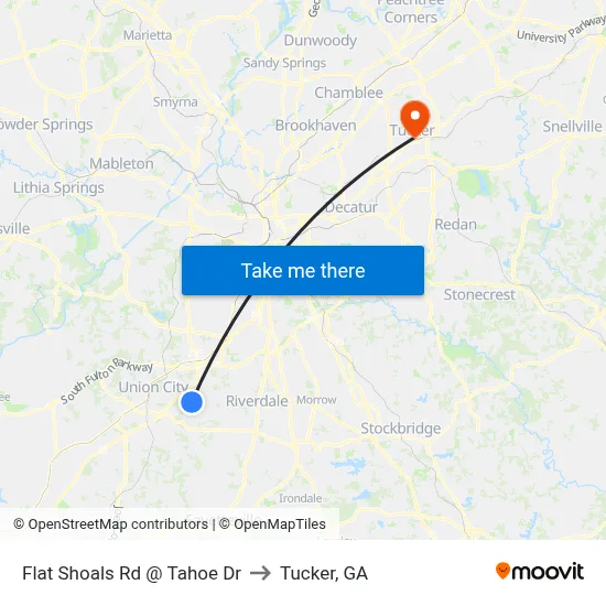 Flat Shoals Rd @ Tahoe Dr to Tucker, GA map