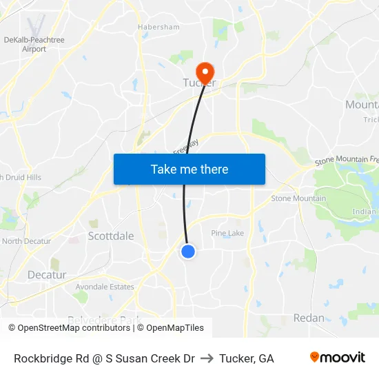 Rockbridge Rd @ S Susan Creek Dr to Tucker, GA map