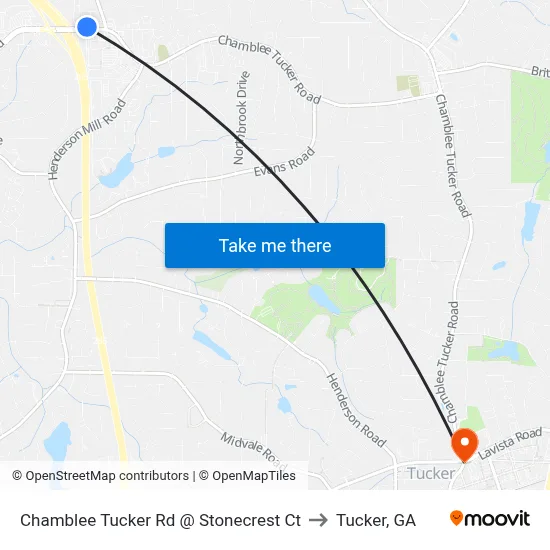 Chamblee Tucker Rd @ Stonecrest Ct to Tucker, GA map