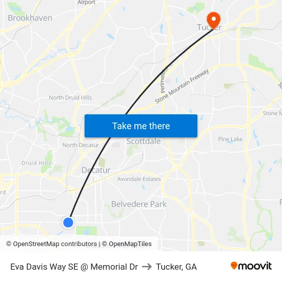 Eva Davis Way SE @ Memorial Dr to Tucker, GA map