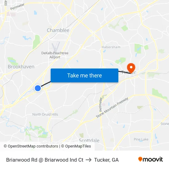 Briarwood Rd @ Briarwood Ind Ct to Tucker, GA map